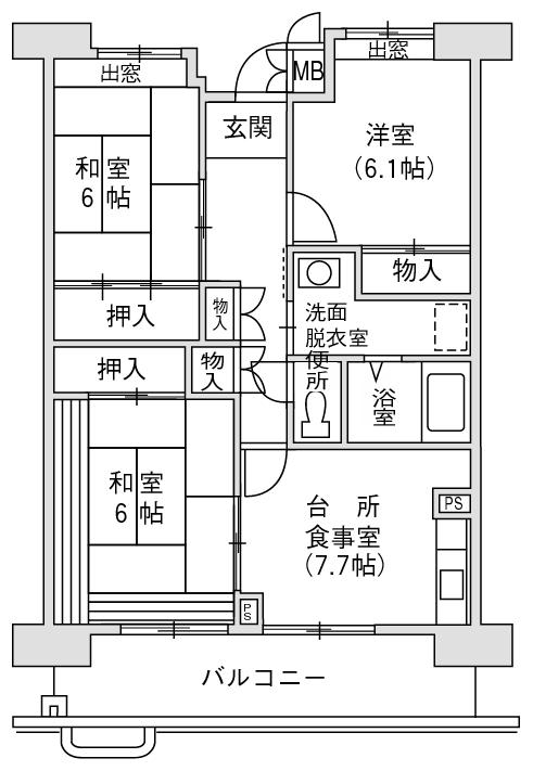 大阪市営茨田大宮住宅18号館704号室(6・6・6洋DKY)