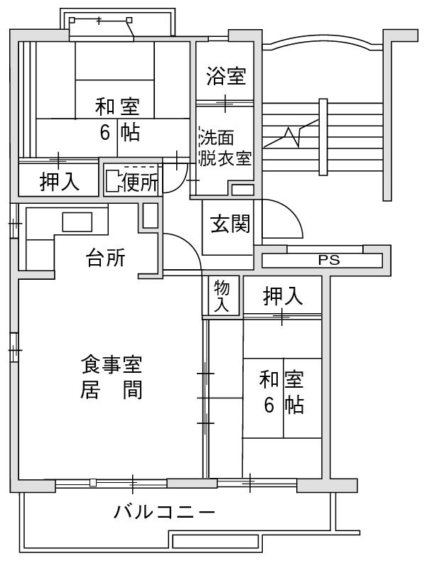 大阪市営諸口住宅 4号館501号室(6・6LDKY)