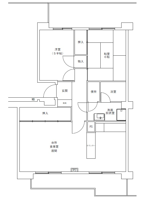 大阪市営我孫子南住宅2号館507号室 間取り図
